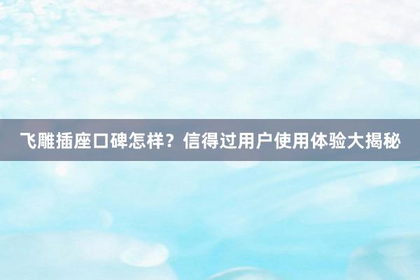 飞雕插座口碑怎样？信得过用户使用体验大揭秘